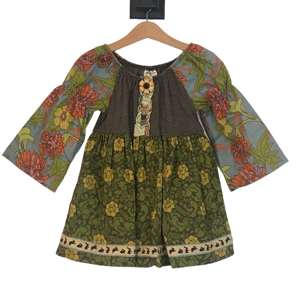Matilda Jane Other - Matilda Jane Girls Calico Peasant Top Size 6 Wooden Flower Button Bunnies EUC